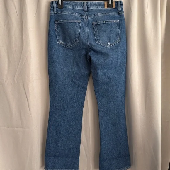 PAIGE Colette Crop Flare Jeans Blaine Destructed Medium Wash Distress 28 - Picture 3 of 6